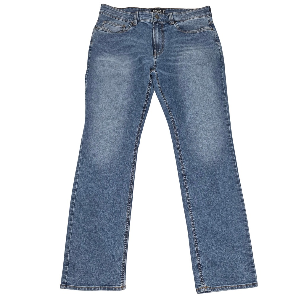 Buffalo 34 (36) x 32 David Bitton Mens Straight Leg Medium Wash Blue Denim Jeans